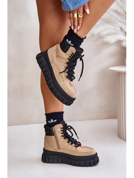 Women's Insulated Ankle Boots Platform Brown Jelenia