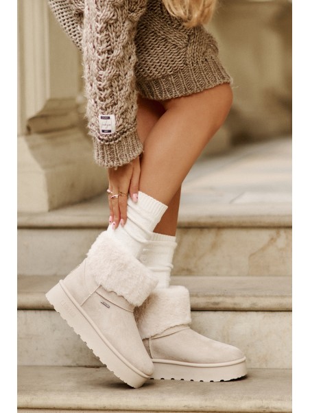 Snow boots on platform with fur Big Star OO274A107 Light beige