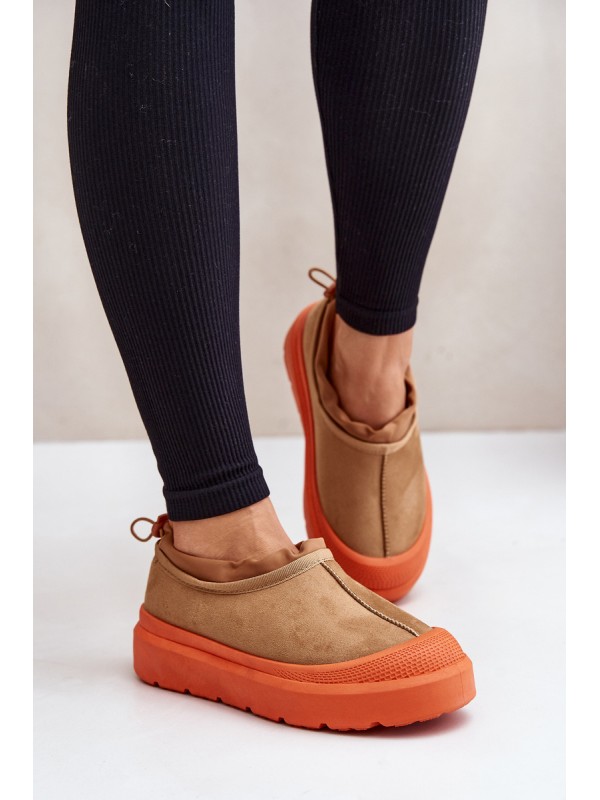 Women's Snow Boots On Platform With Low Shaft Camel Izamine