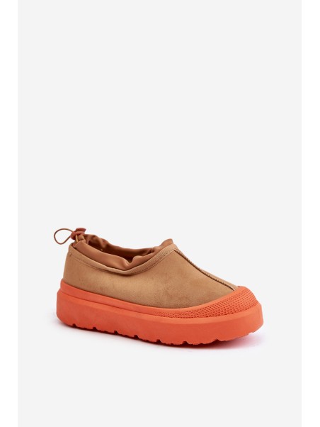 Women's Snow Boots On Platform With Low Shaft Camel Izamine