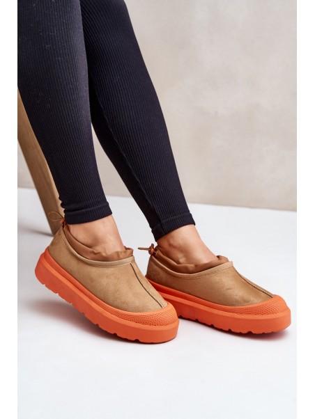 Women's Snow Boots On Platform With Low Shaft Camel Izamine