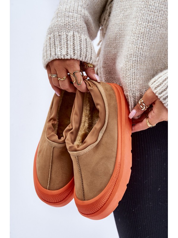 Women's Snow Boots On Platform With Low Shaft Camel Izamine