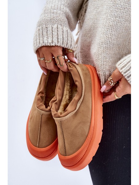 Women's Snow Boots On Platform With Low Shaft Camel Izamine