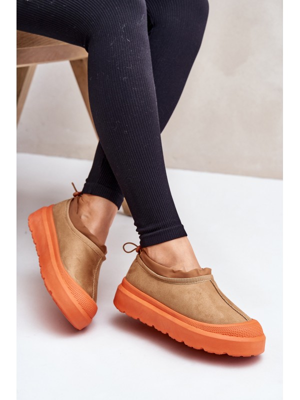 Women's Snow Boots On Platform With Low Shaft Camel Izamine