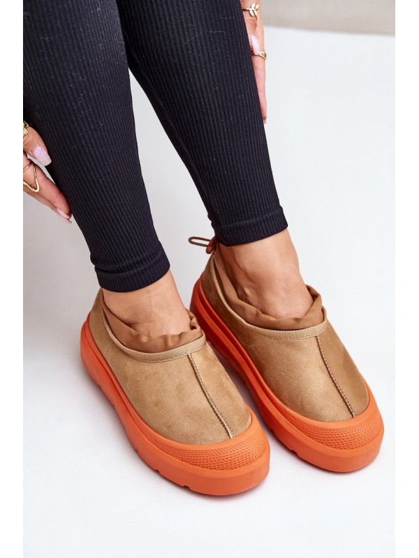 Women's Snow Boots On Platform With Low Shaft Camel Izamine