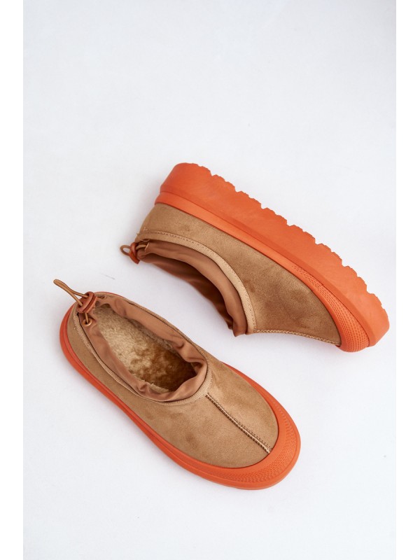 Women's Snow Boots On Platform With Low Shaft Camel Izamine