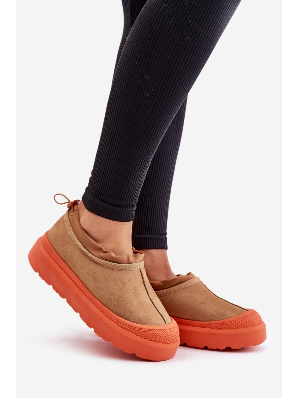 Women's Snow Boots On Platform With Low Shaft Camel Izamine