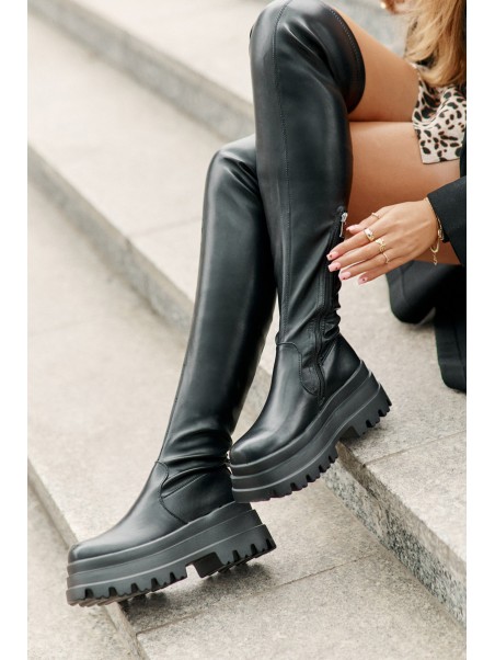 Knee High Boots On A Massive Platform Black Zinera