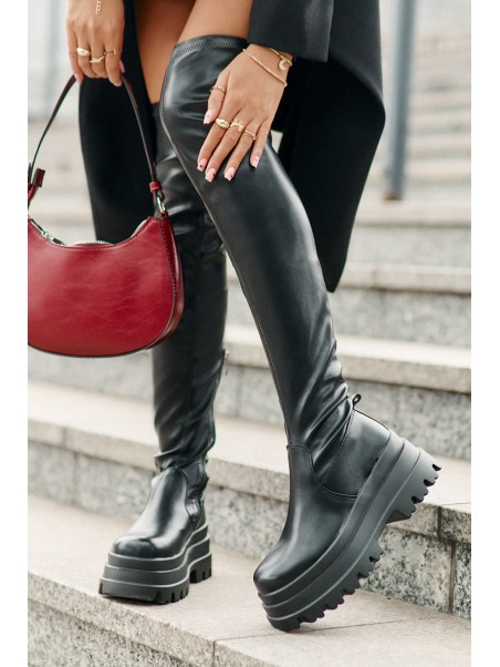 Knee High Boots On A Massive Platform Black Zinera