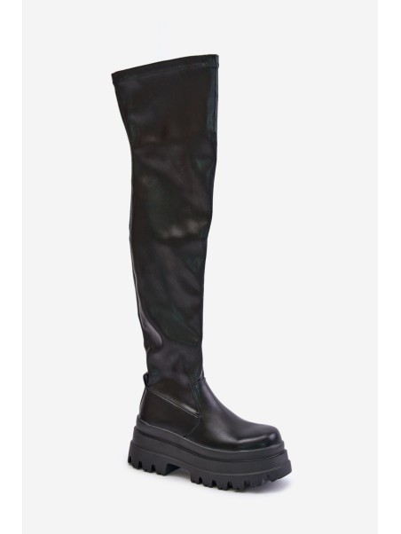 Knee High Boots On A Massive Platform Black Zinera