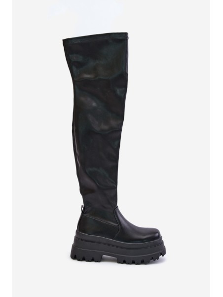 Knee High Boots On A Massive Platform Black Zinera
