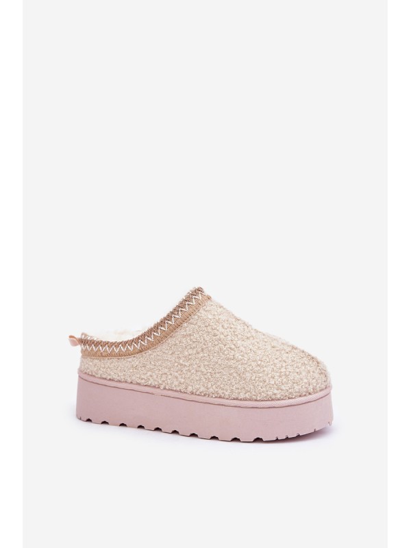 Women's Snow Boots On Platform With Embroidery Light Beige Tirissa