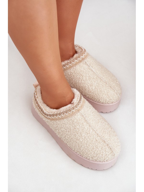 Women's Snow Boots On Platform With Embroidery Light Beige Tirissa