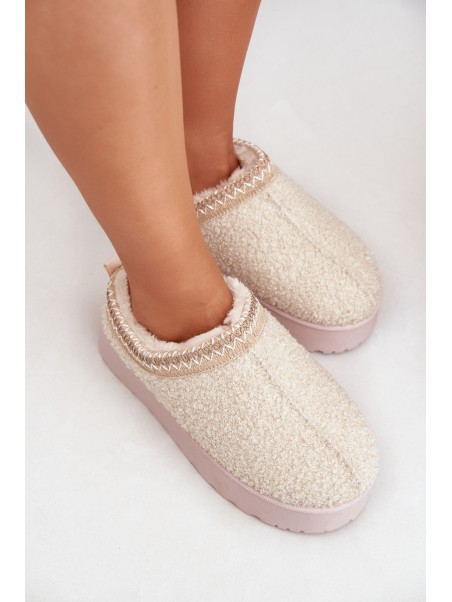 Women's Snow Boots On Platform With Embroidery Light Beige Tirissa