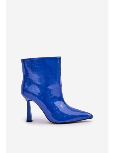 Patent Ankle Boots With Pointed Toe Blue Seliri