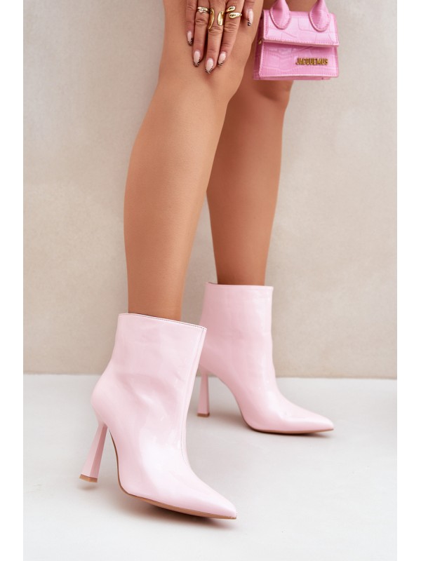 Patent Ankle Boots With Pointed Toe Light Pink Seliri 2