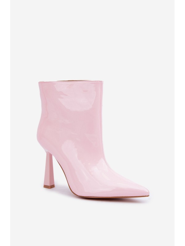 Patent Ankle Boots With Pointed Toe Light Pink Seliri