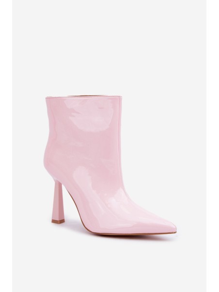 Patent Ankle Boots With Pointed Toe Light Pink Seliri