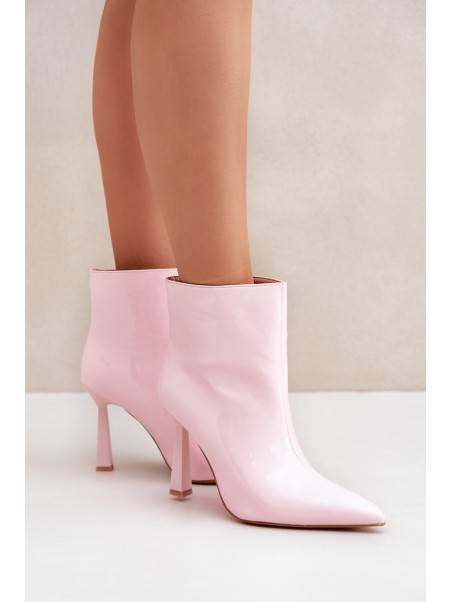 Patent Ankle Boots With Pointed Toe Light Pink Seliri