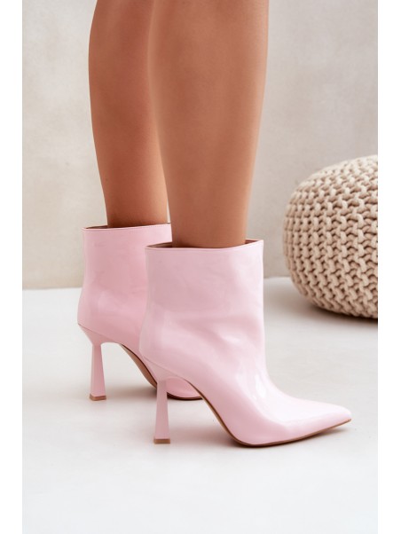 Patent Ankle Boots With Pointed Toe Light Pink Seliri