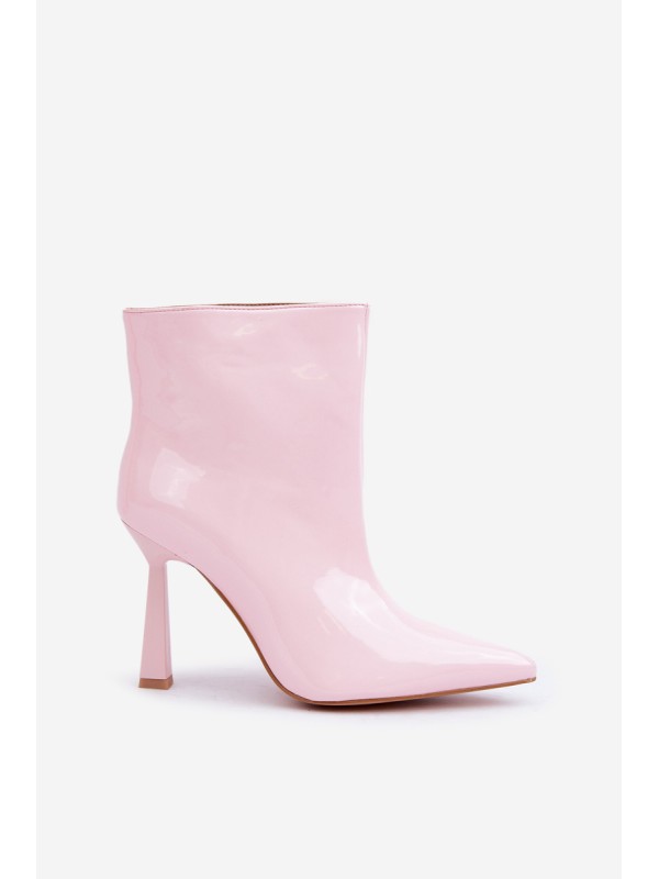 Patent Ankle Boots With Pointed Toe Light Pink Seliri