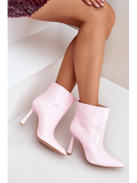 Patent Ankle Boots With Pointed Toe Light Pink Seliri