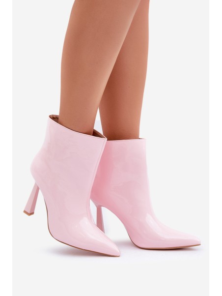 Patent Ankle Boots With Pointed Toe Light Pink Seliri