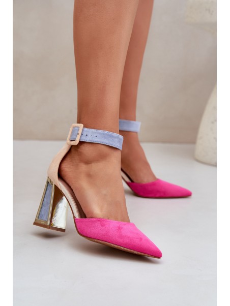 Heeled Sandals With Pointed Toes Fuchsia Gekkaria
