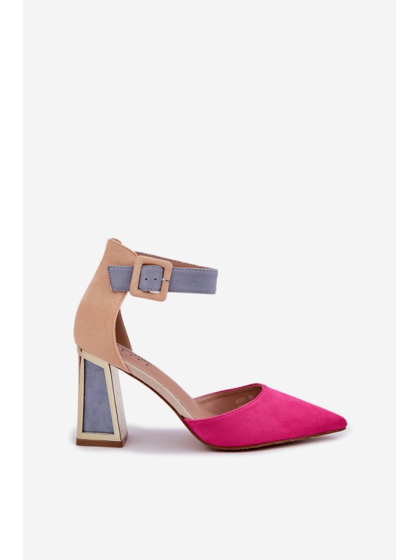 Heeled Sandals With Pointed Toes Fuchsia Gekkaria