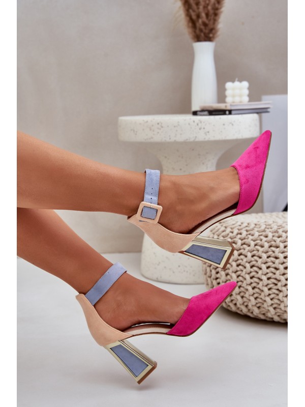 Heeled Sandals With Pointed Toes Fuchsia Gekkaria