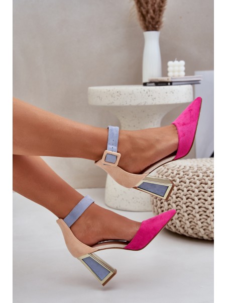 Heeled Sandals With Pointed Toes Fuchsia Gekkaria