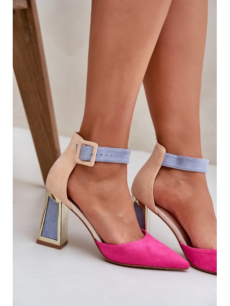 Heeled Sandals With Pointed Toes Fuchsia Gekkaria