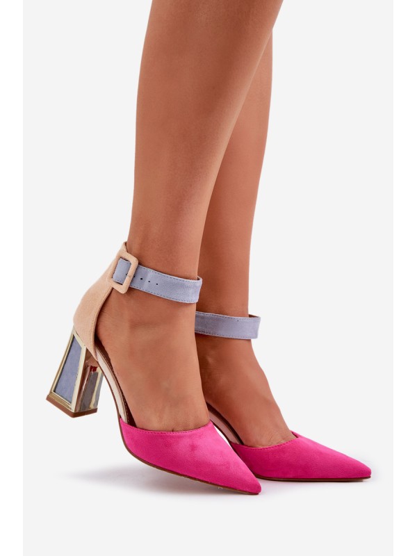 Heeled Sandals With Pointed Toes Fuchsia Gekkaria