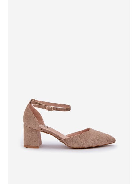 Suede Heels On A Heel Dark Beige Promise