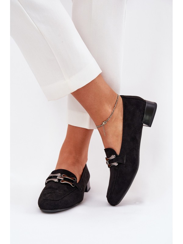 Moccasins With Decoration On A Delicate Heel Eco Suede Black Pillitha
