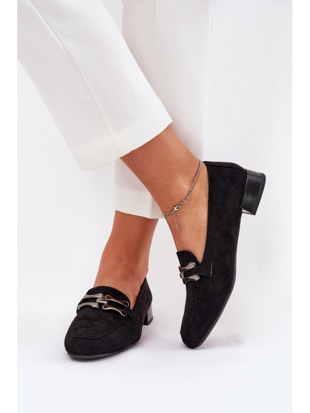 Moccasins With Decoration On A Delicate Heel Eco Suede Black Pillitha
