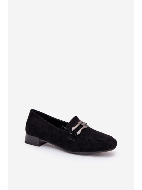 Moccasins With Decoration On A Delicate Heel Eco Suede Black Pillitha