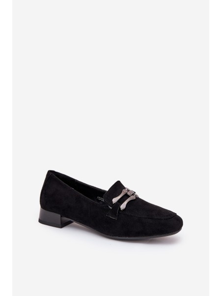 Moccasins With Decoration On A Delicate Heel Eco Suede Black Pillitha