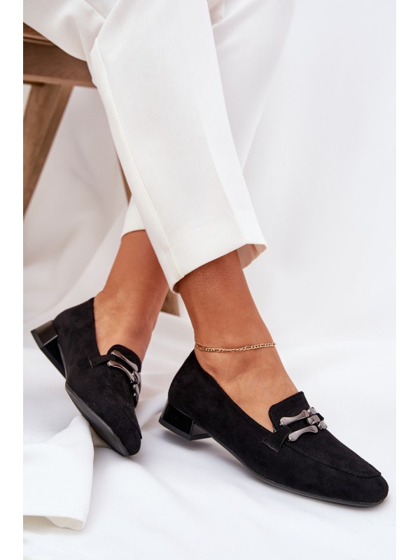 Moccasins With Decoration On A Delicate Heel Eco Suede Black Pillitha