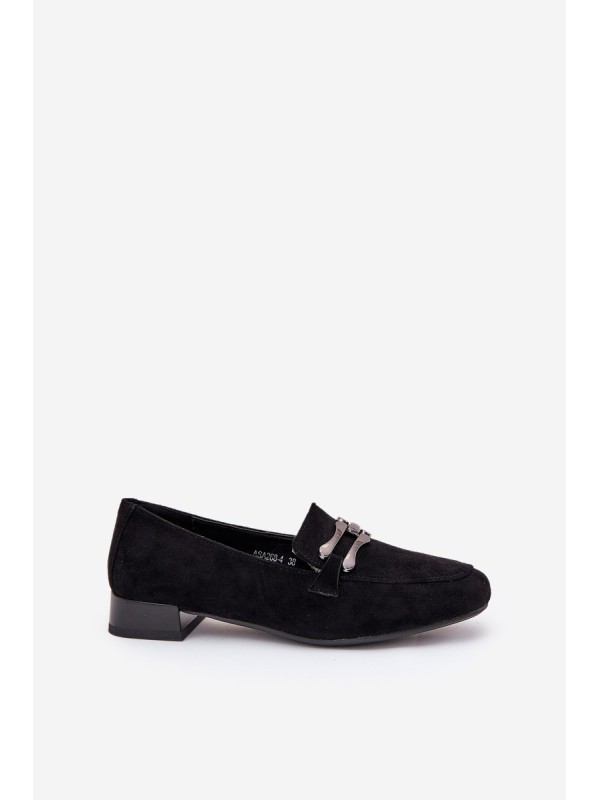 Moccasins With Decoration On A Delicate Heel Eco Suede Black Pillitha