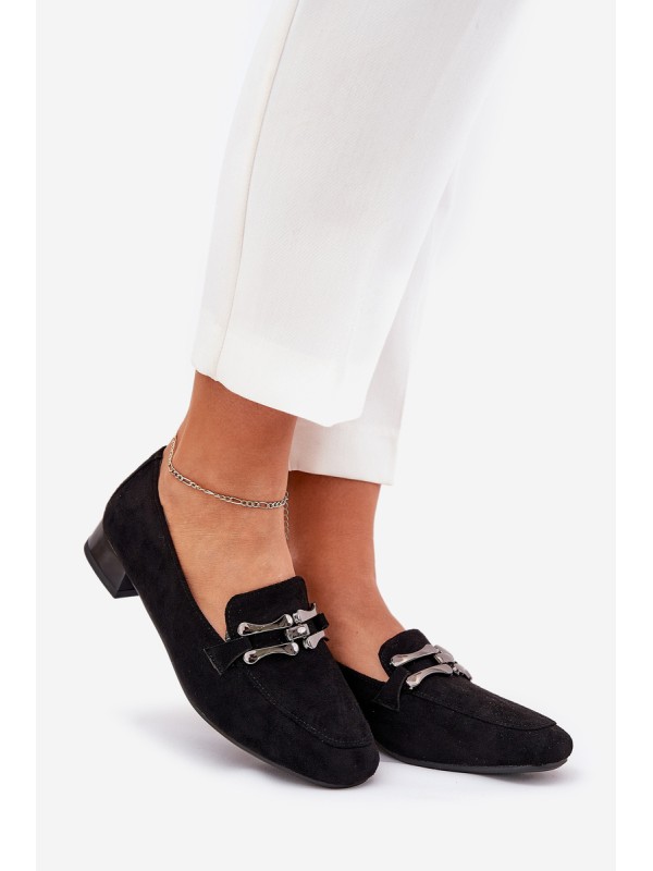 Moccasins With Decoration On A Delicate Heel Eco Suede Black Pillitha