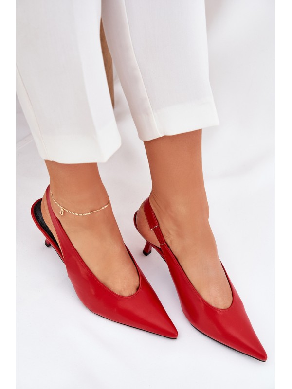High Heels With Open Heel Eco Leather Red Aricandia