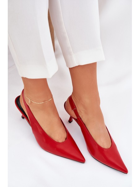 High Heels With Open Heel Eco Leather Red Aricandia