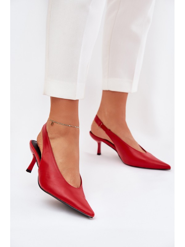 High Heels With Open Heel Eco Leather Red Aricandia 2