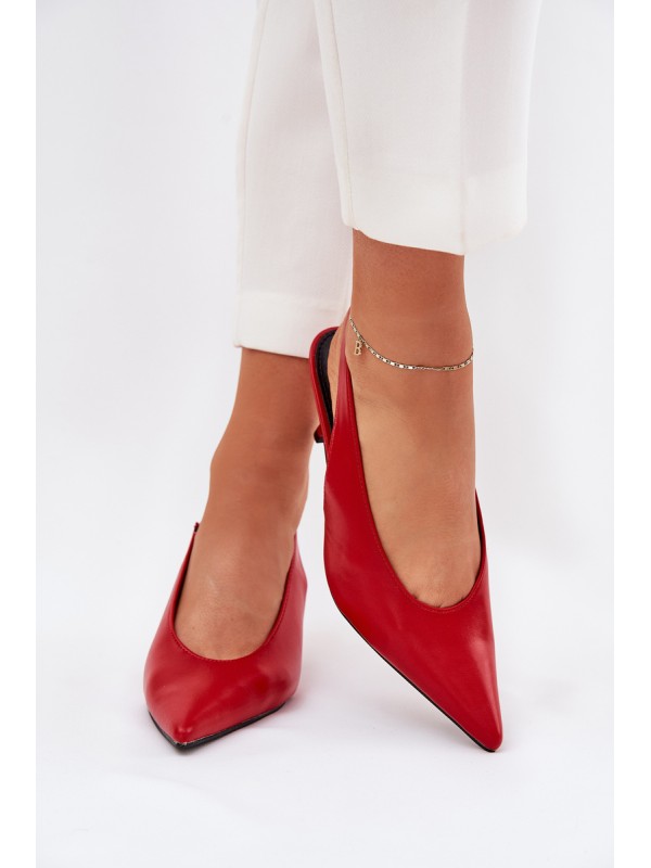 High Heels With Open Heel Eco Leather Red Aricandia