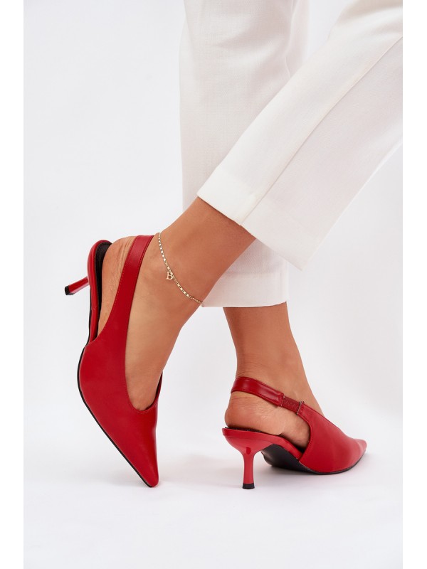 High Heels With Open Heel Eco Leather Red Aricandia