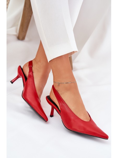 High Heels With Open Heel Eco Leather Red Aricandia