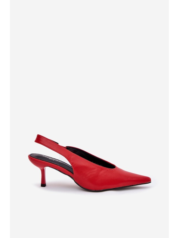 High Heels With Open Heel Eco Leather Red Aricandia