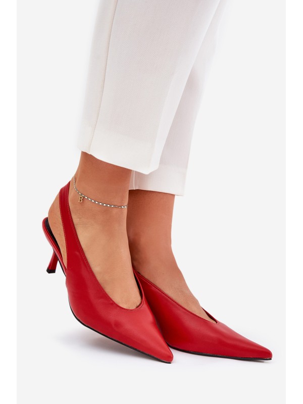 High Heels With Open Heel Eco Leather Red Aricandia