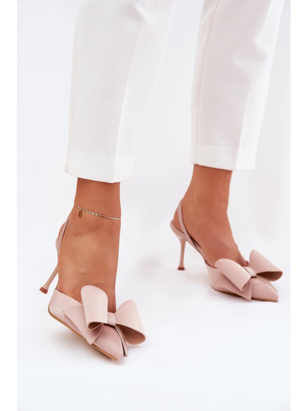 Heels With Open Heels And Bow Beige Eklevia